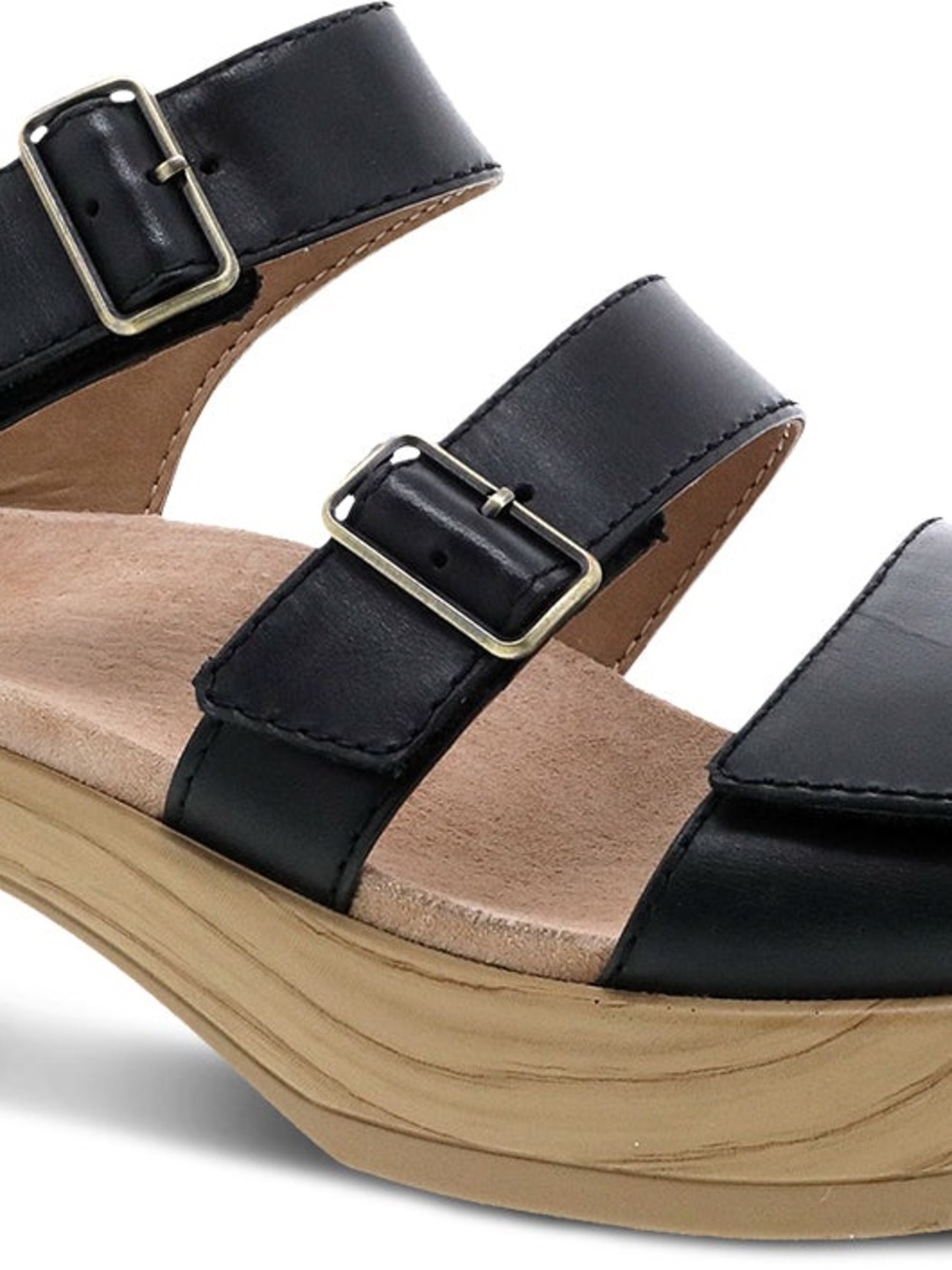 Dansko Malena Black Leather Triple-Strap Velcro Sandals shoes EU SIZE 39 US 8 - Picture 3 of 8